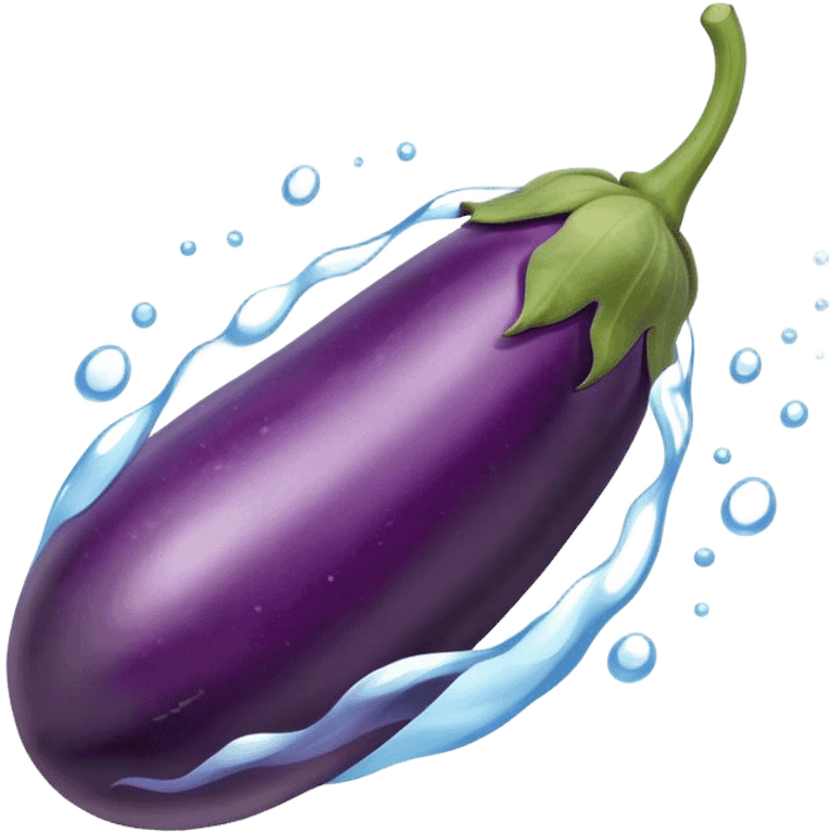 Eggplant and water emoji