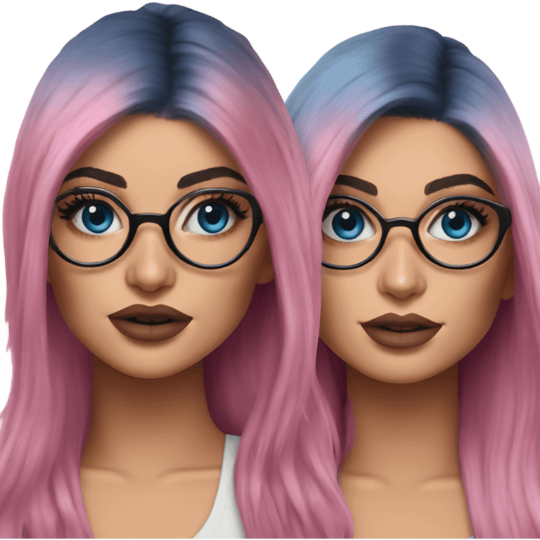 Hyper Realistic kylie jenner pink hair blue eyes and glasses  emoji