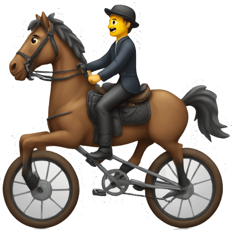 A man on a bike riding a horse emoji