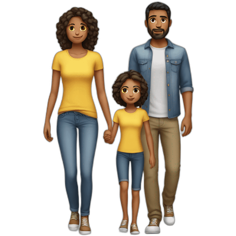 Young Familie skinny casual walking emoji