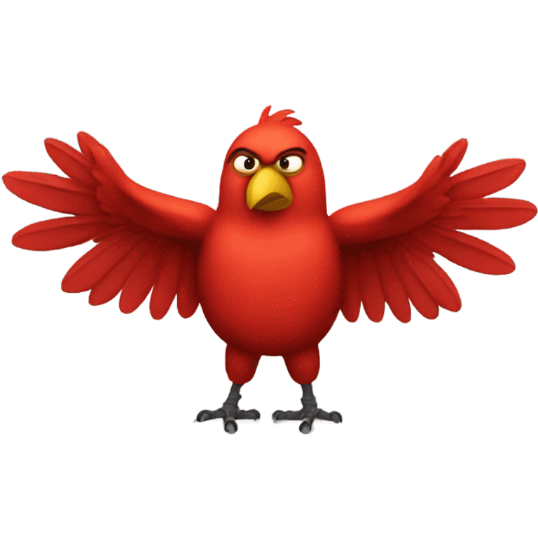 Red bird with big muscular arms  emoji