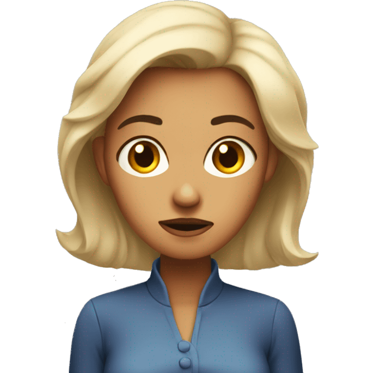 Woman looking suspicious emoji