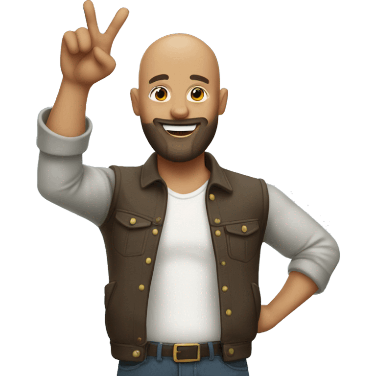 handsome bald guy with beard giving hang loose sign emoji