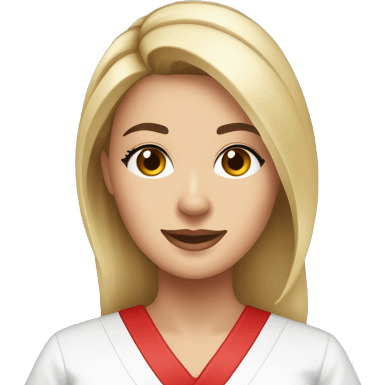 white girl esthetician wearing red scrubs emoji