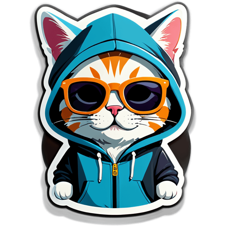 Cat with sunglasses and hoodie emoji