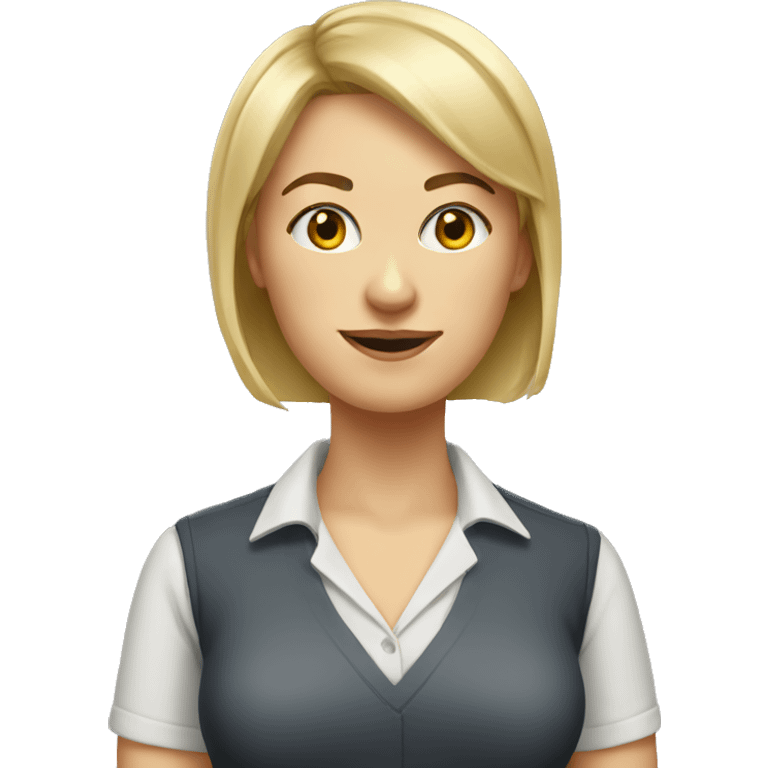 Woman teacher blonde short hair, no glasses, bangs  emoji