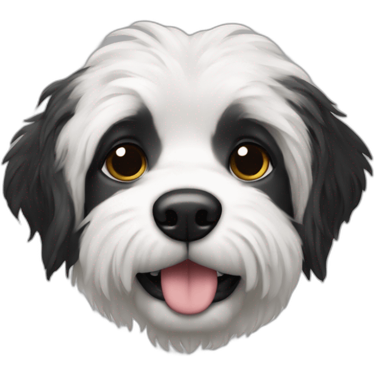 Chien noir et blanc poilue emoji