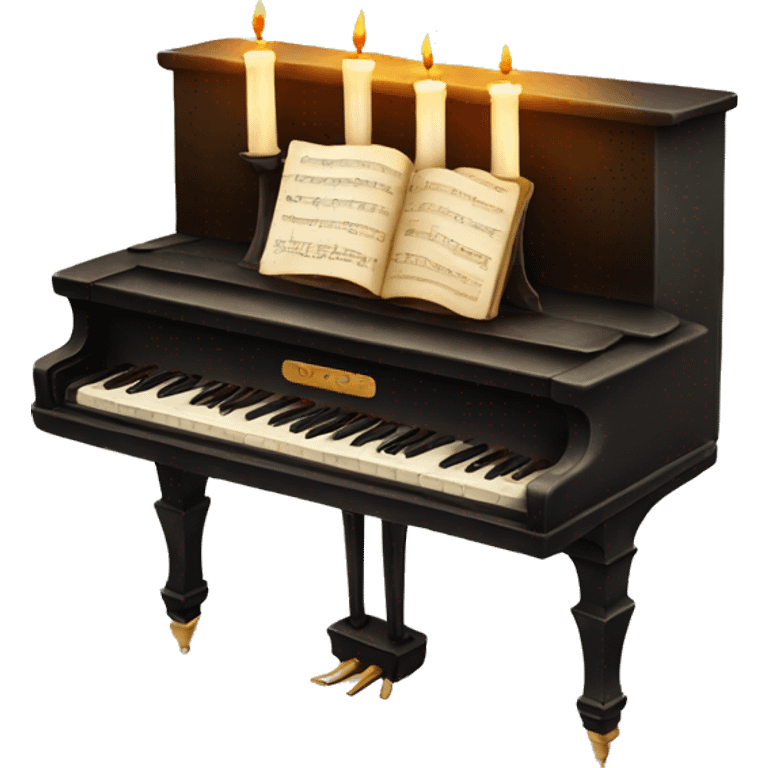 vintage piano with melted candles on top emoji