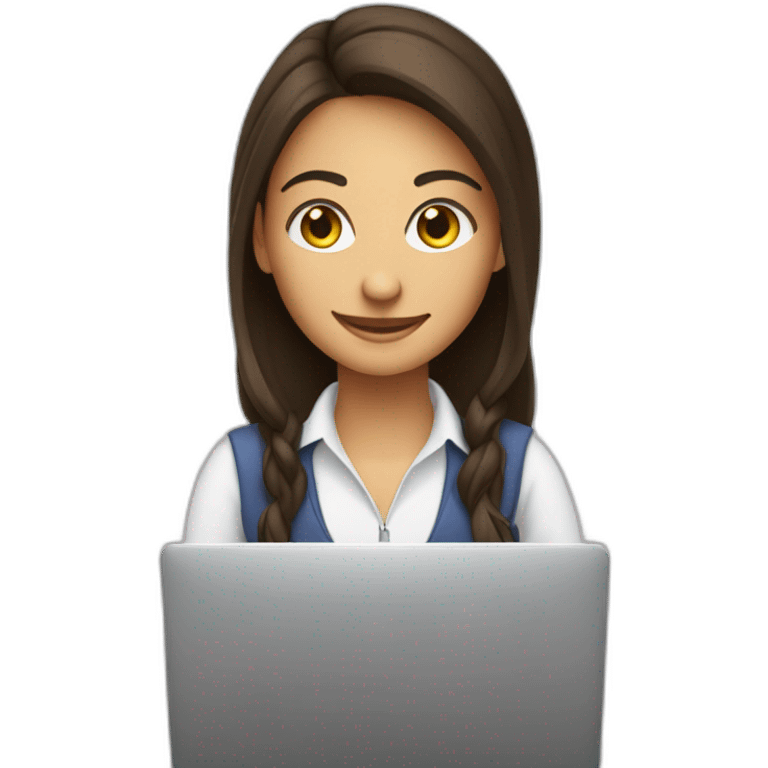 fille brune souriante qui travaille sur ordinateur emoji