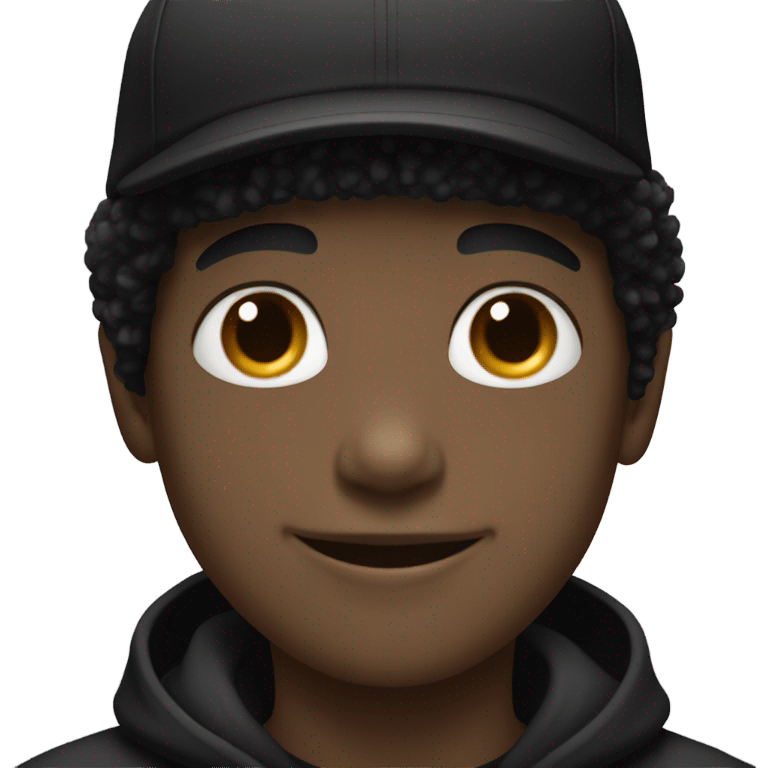 smiling boys with black Afro with  black LA hat emoji