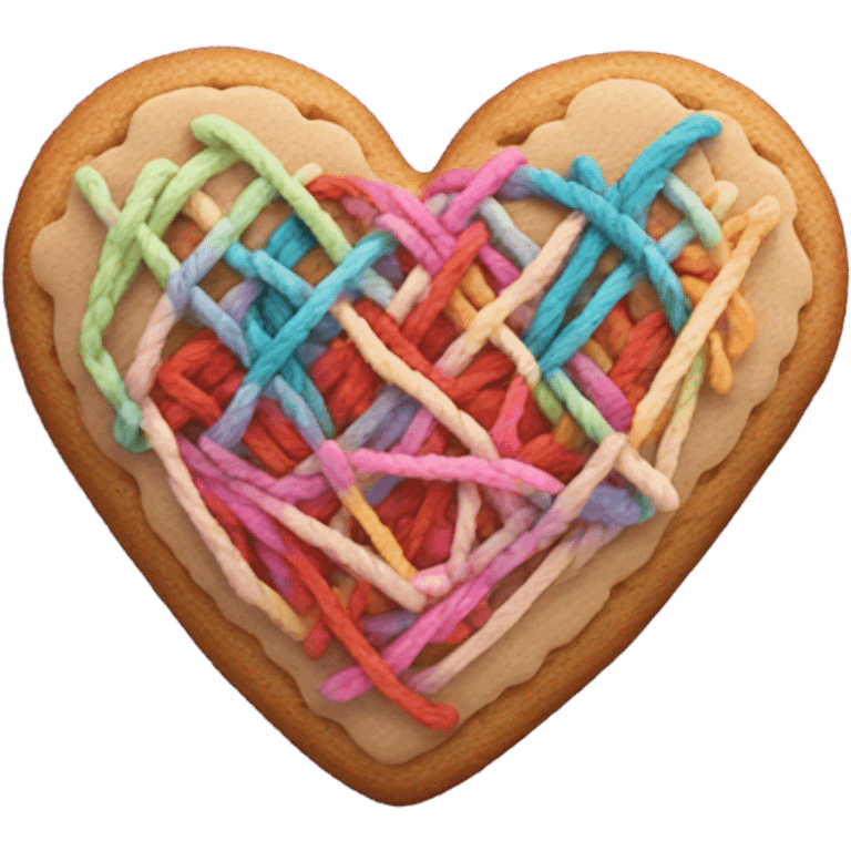 Cookie heart with yarn emoji