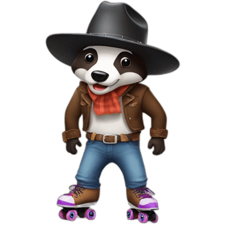 Badger with rollerskate and a cow-boy hat emoji