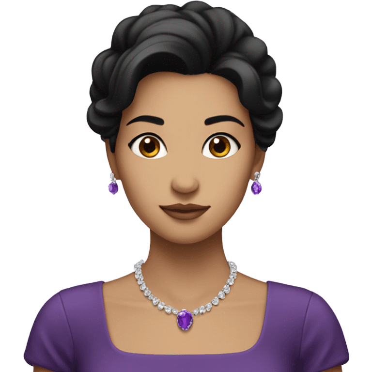 elegant girl in purple dress in black hair emoji