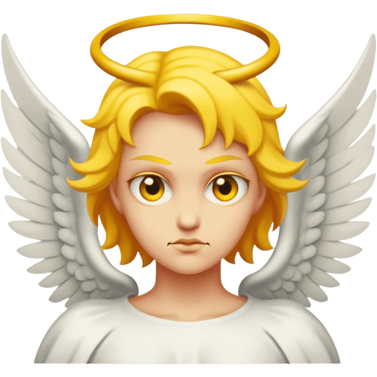 Un ange diabolique sans cheveux avec des cornes et la tête jaune. Il faut qu'on voit qu'une seul tête. emoji