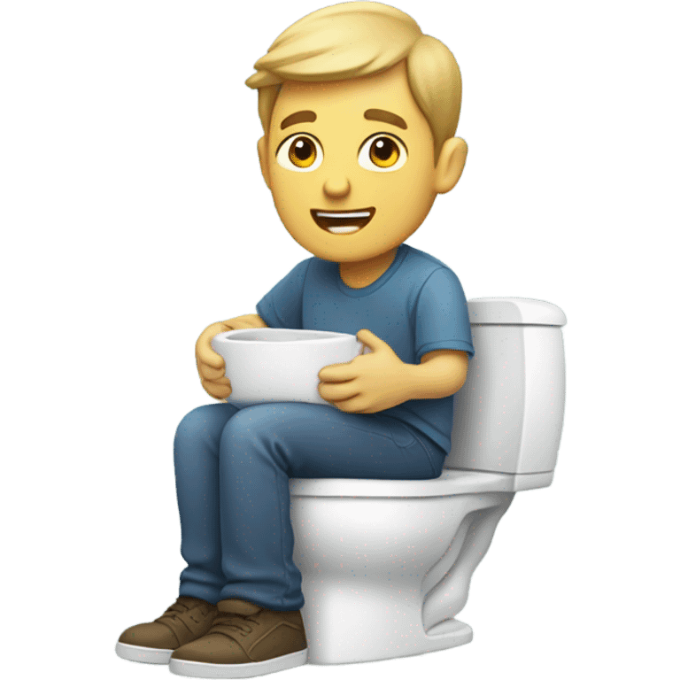 White guy sitting on toilet ￼ emoji