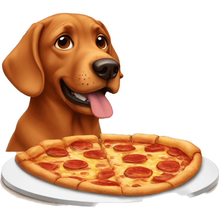 Red lab eating pizza emoji