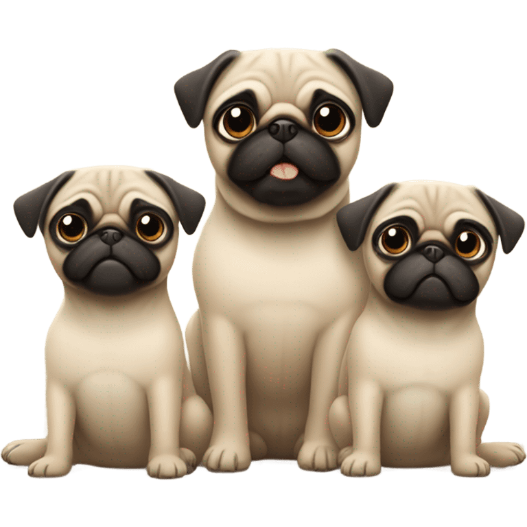 Pug with mom and dad emoji