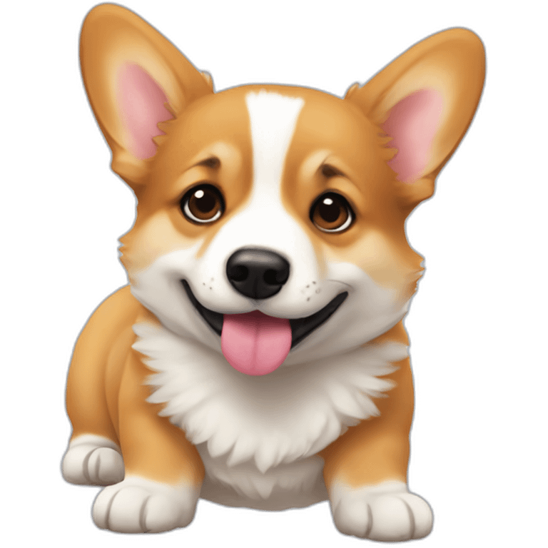 Corgi kissing a baby on the mouth emoji