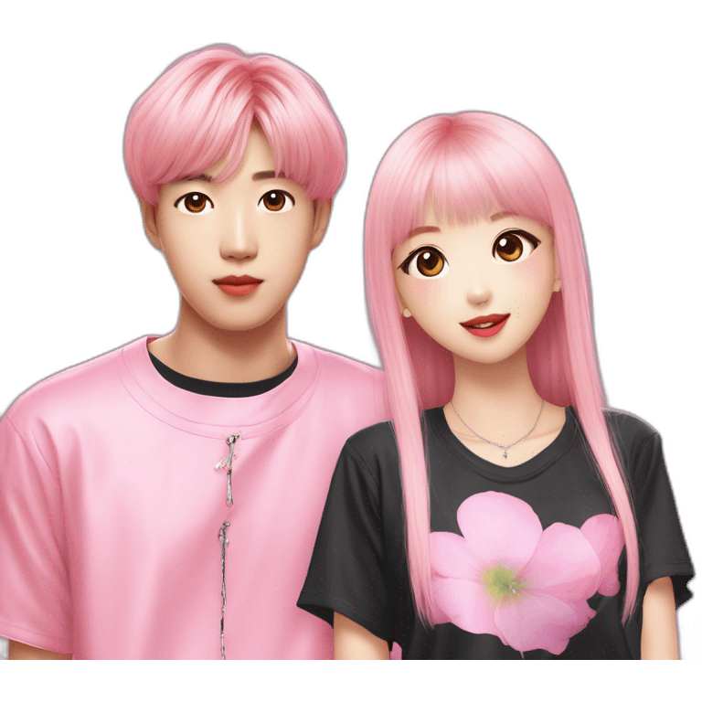 Jin of bts with Lisa of blackpink emoji