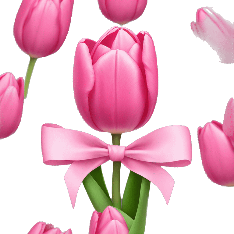 Pink tulips with a bow emoji