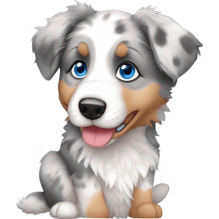 merle australian shepherd puppy with blue eyes emoji