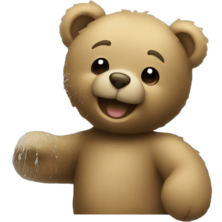 Teddy bear washing car emoji