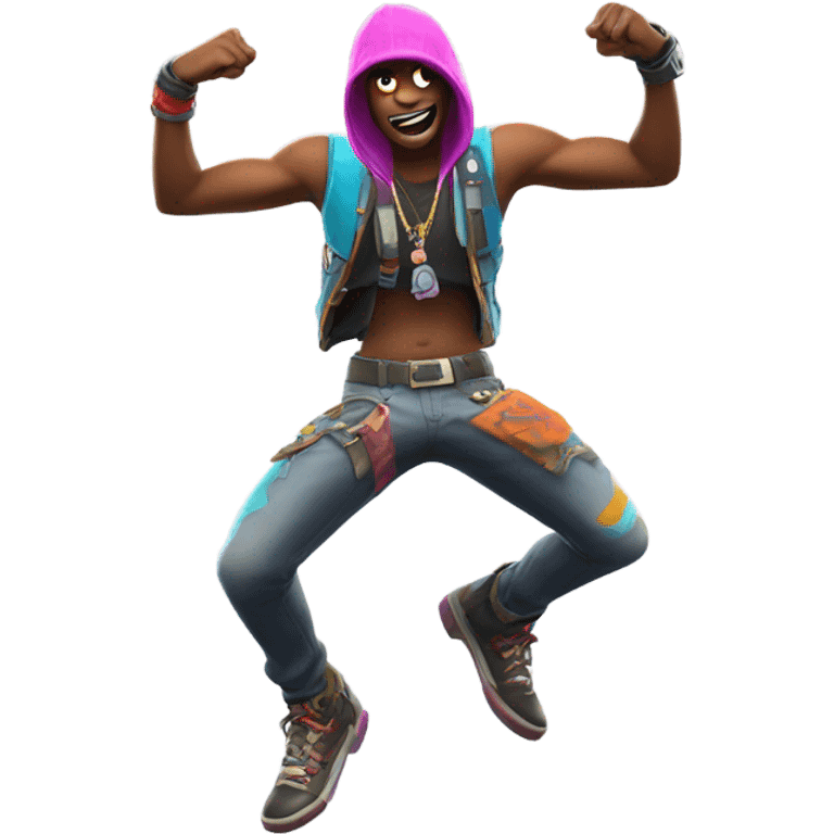 A Fortnite character gridding emoji