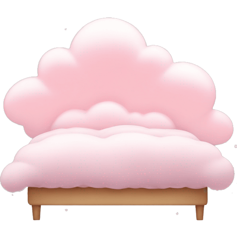 Pastel Pink Cloud Bed "A dreamy pastel pink bed shaped like a cloud, glowing softly with tiny stars floating around its fluffy surface." emoji