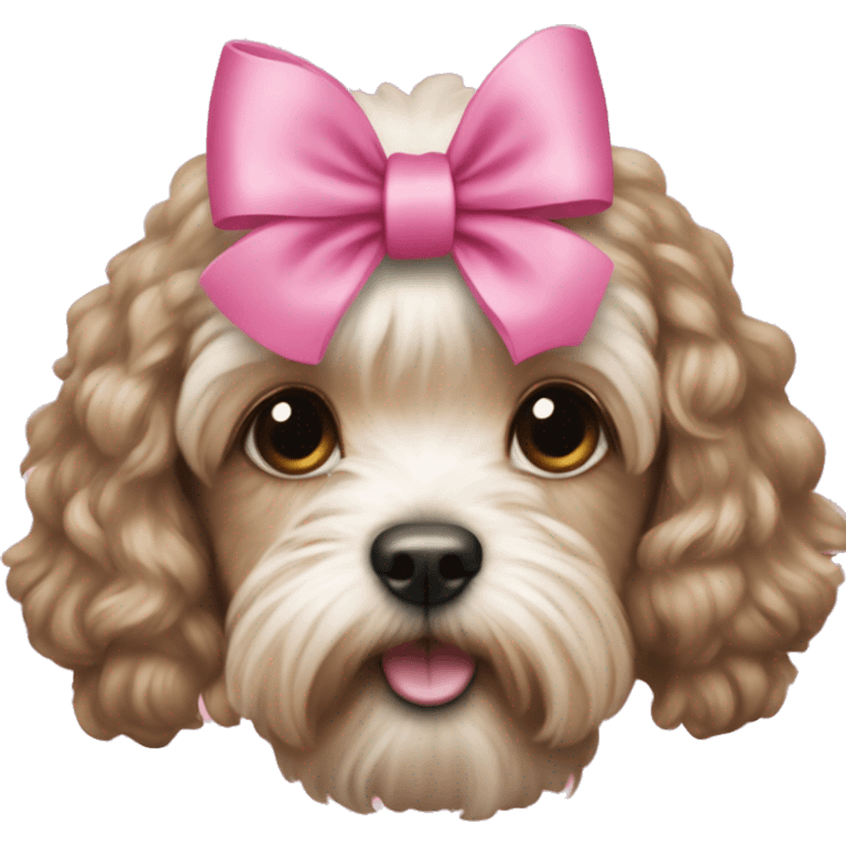 Cockapoo with pink bow with a girl emoji