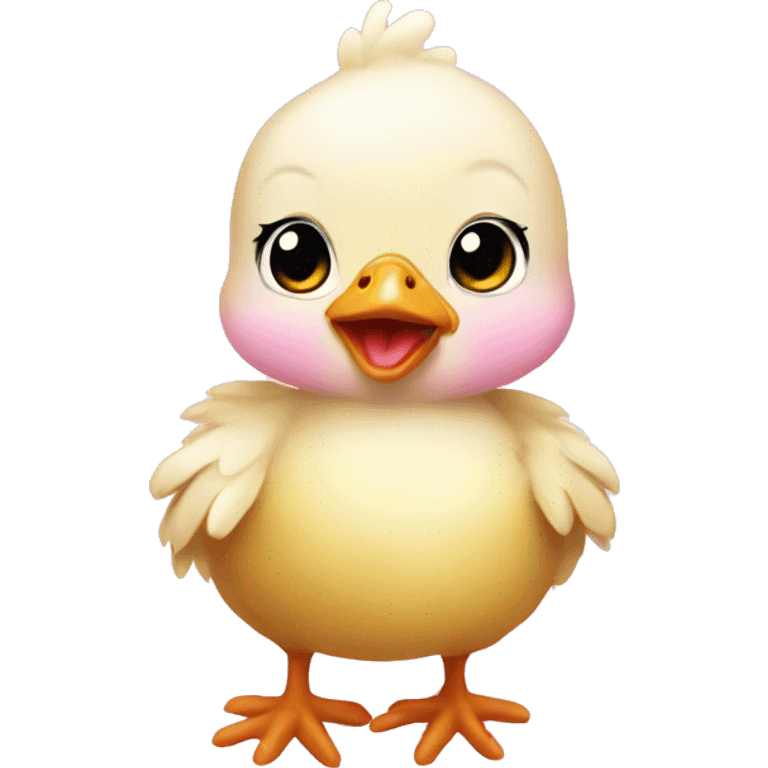 Baby chicken with pink bow emoji