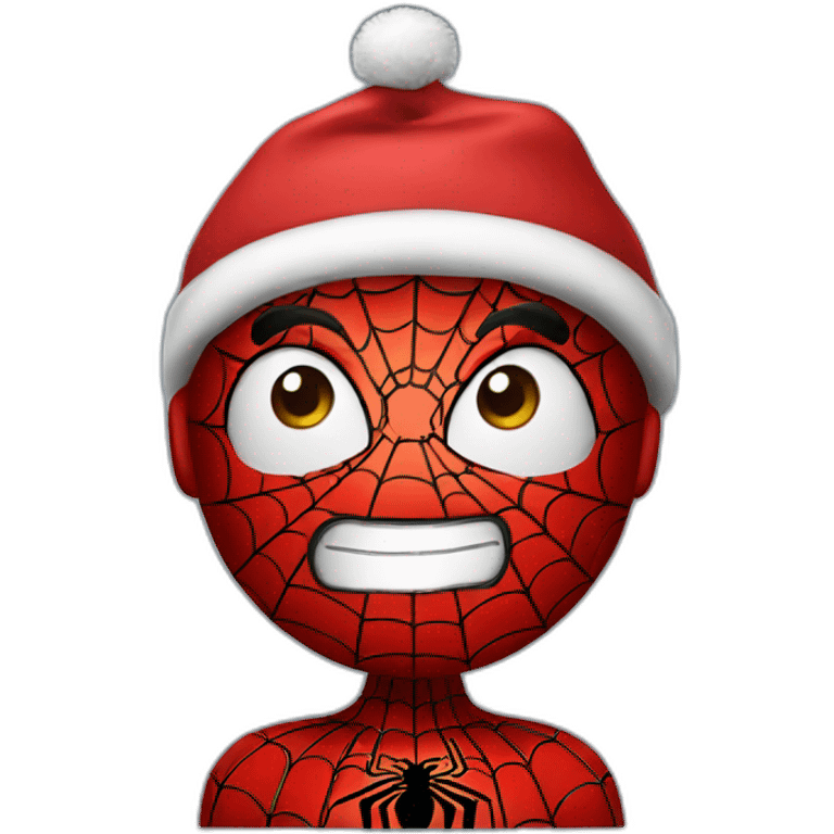 Spiderman wearing Christmas cap emoji