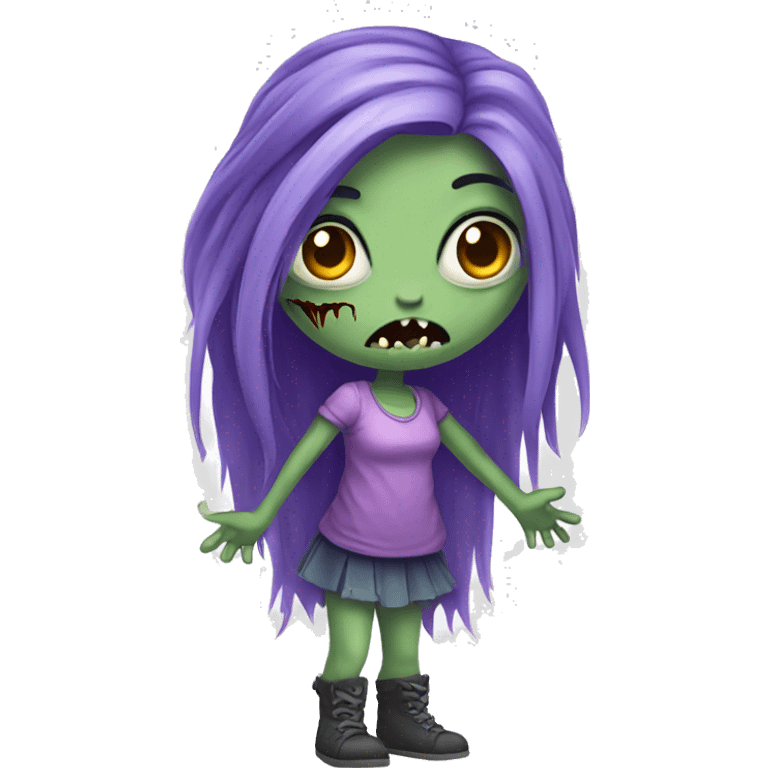 Cute purple girl zombie with long hair emoji