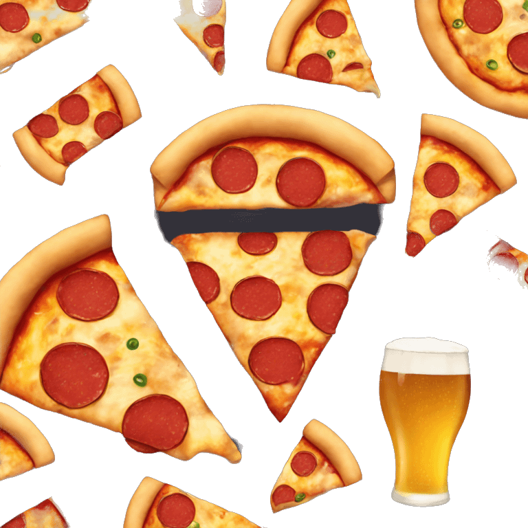 Pizza with beer and pepperoni on top emoji