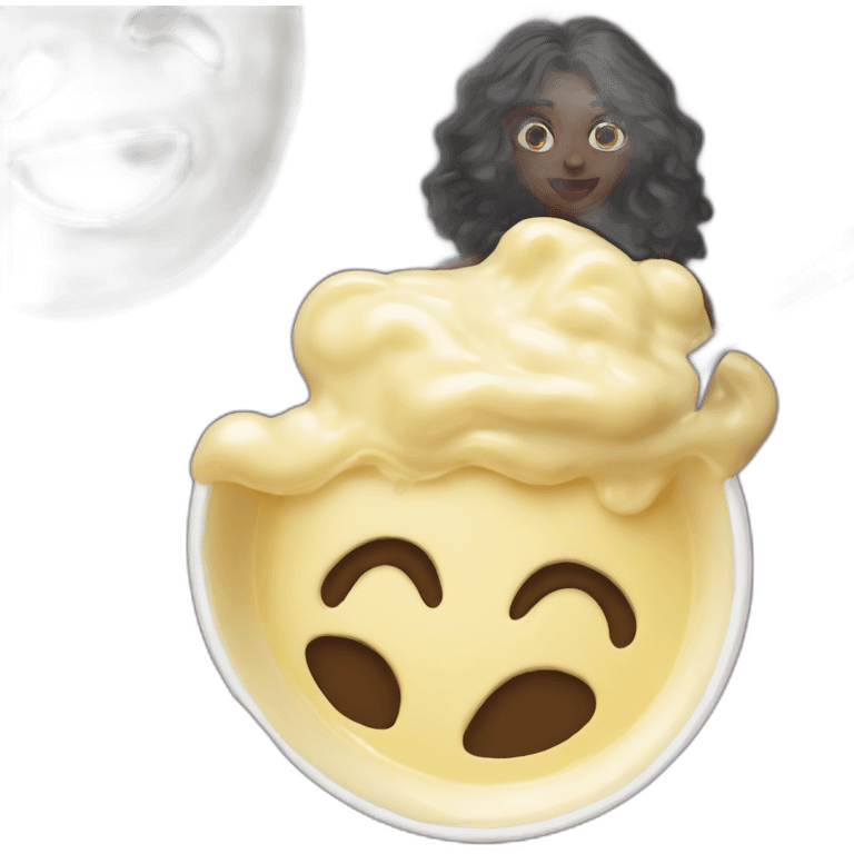 dark woman covered in vanilla pudding emoji