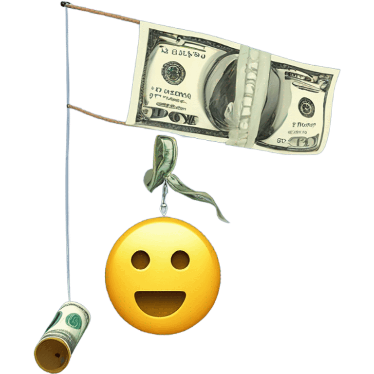 Fishing pole catching cash emoji