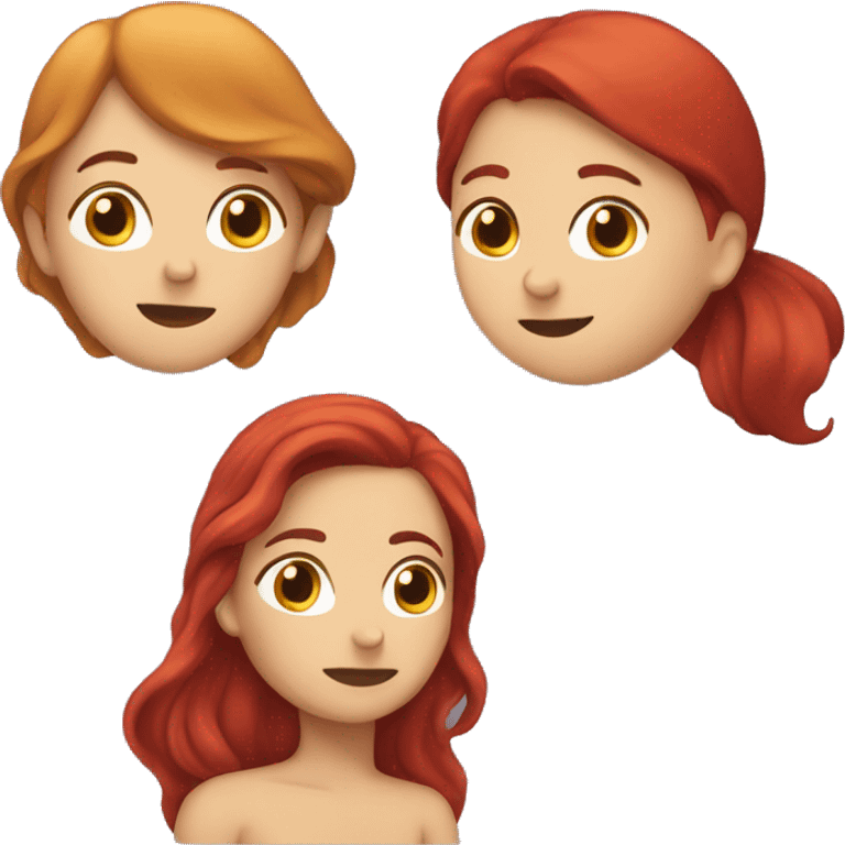 Lesbians kissing one with red hair and one with brown hair emoji