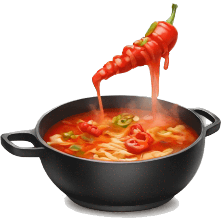 person eating spicy hot pot alone emoji