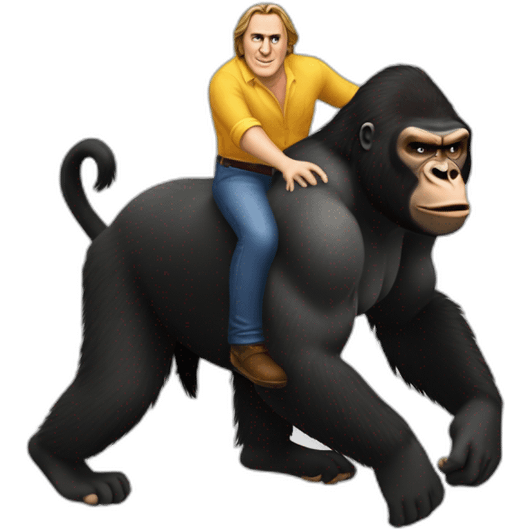 Gérard Depardieu riding a gorilla emoji