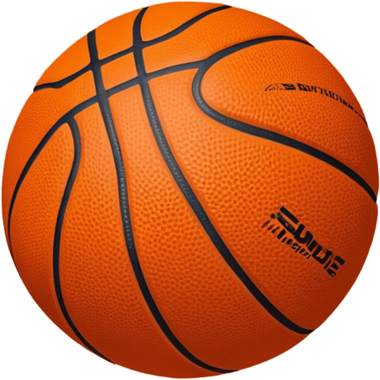 Cinematic Realistic image of a basketball rendered in vivid orange with a pebbled surface texture and crisp stitching details, set against a high-contrast backdrop that highlights its dynamic, sporty essence emoji