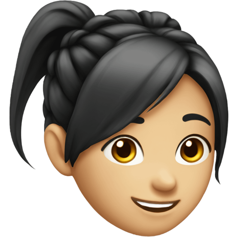 asian girl ponytail smil emoji