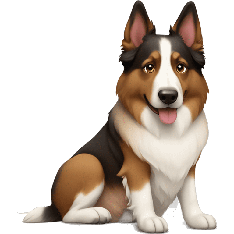 Tricolore brown American shepherd and White swiss shepherd emoji