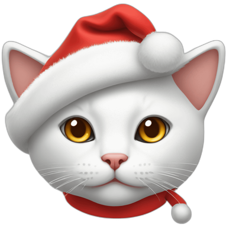 christmas white cat in red hat emoji