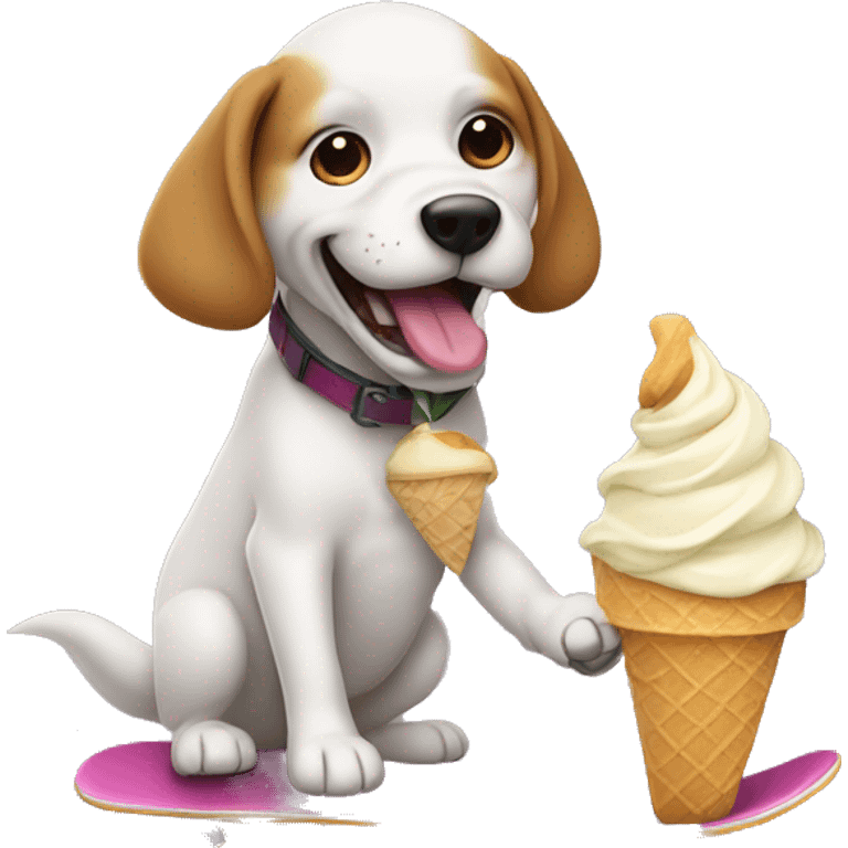 dog eating ice cream on skateboard emoji