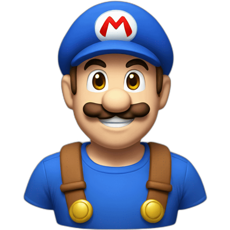 Super mario with a blue hat emoji