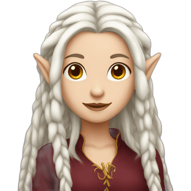 white elf girl with maroon dreadlocks emoji