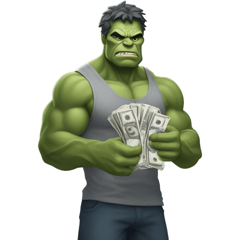 Gray hulk offering money  emoji