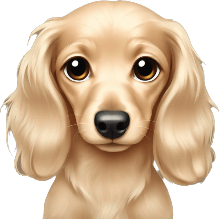 puppy cream  long hair cute baby dachshund emoji