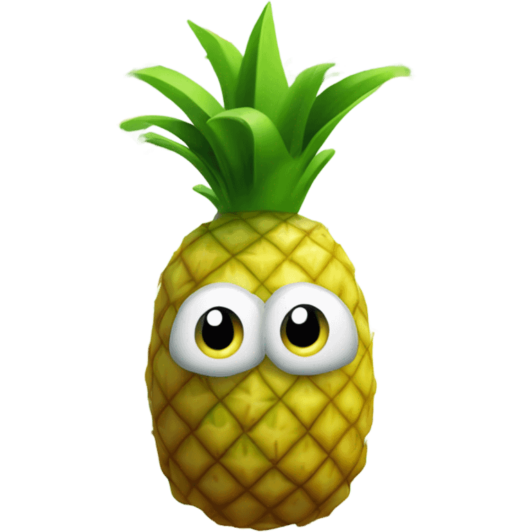 3D elegant shy pineapple  🍍 with big shiny eyes. The pineapple is embarrassed ☺️ emoji