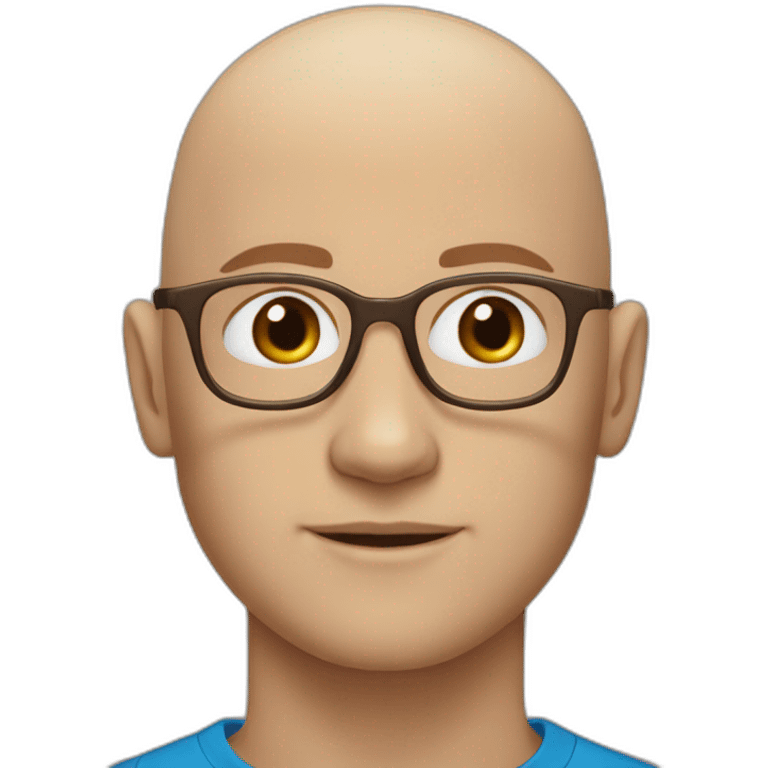 White young bald man, blue eyes, wearing brown-ish round shaped glasses and long sleeve blue shirt emoji