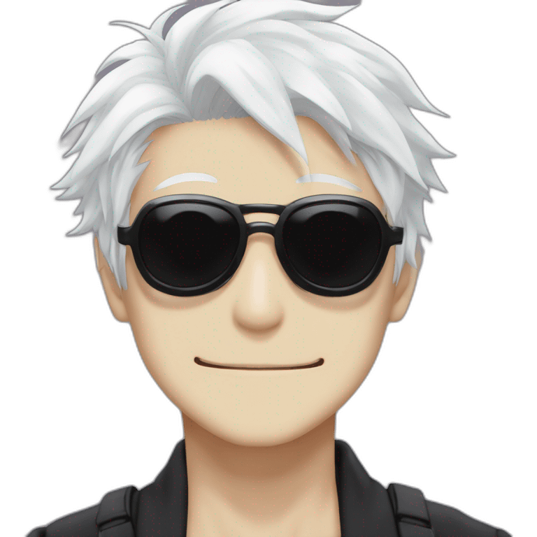 Gojo satoru from jujutsu kaisen, white hair, round black sunglasses emoji